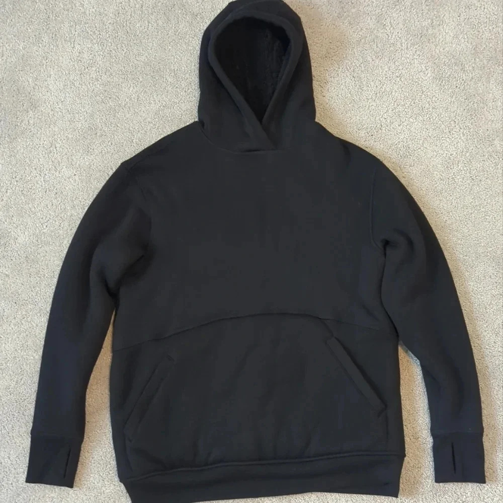 Athleta Solstice Reversible Sherpa Hoodie Sweatshirt Black Women's Small Warm - Picture 2 of 8